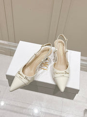 MY DD 25S SLINGBACK PUMP 50MM IN WHITE GLOSSY CALFSKIN