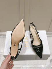 MY DD 25S SLINGBACK PUMP 50MM IN BLACK GLOSSY CALFSKIN