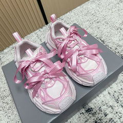 BALENCIAGA 25S 3XL SNEAKERS IN CREAM WHITE MIX PINK PU LEATHER