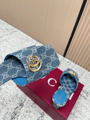 GUCCI 26S HIGH HEELS IN BLUE DENIM WITH GOLD HARDWARE
