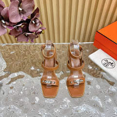 IVRESSE 65 SANDAL CARAMEL CALFSKIN