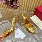 ATELIER SLINGBACK HEELS 95 MM IN GOLD METALLIC CALFSKIN