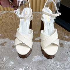 SL BIANCA PLATFORM SANDAL WHITE CANVAS