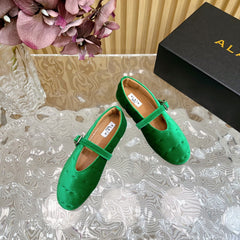ALAIA BALLET FLATS IN EMERALD GREEN VELVET