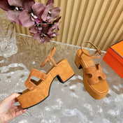 JAM 30 SANDAL IN CINNAMON BROWN VELVET