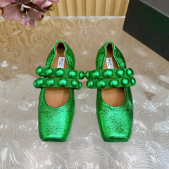MARY JANE PEARL IN EMERALD GREEN GLOSSY LAMBSKIN