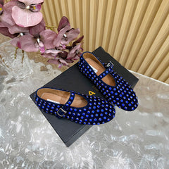 STRASS SUEDE BALLET FLATS NAVY BLUE