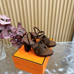 JAZZ 90 SANDAL IN WALNUT BROWN SUEDE