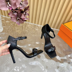 JULY SANDAL 105 MM IN BLACK CALFSKIN