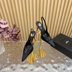 BABYLONE SLINGBACK PUMPS IN BLACK SILK