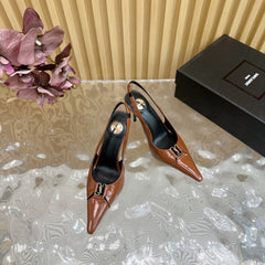 BABYLONE SLINGBACK PUMPS IN BRONZE ORANGE GLOSSY CALFSKIN