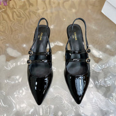JUDY DOUBLE STRAP MARY JANE SLINGBACK 35MM IN BLACK PATENT CALFSKIN