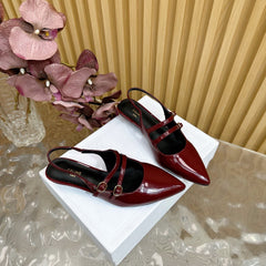 JUDY DOUBLE STRAP MARY JANE SLINGBACK 35MM IN CURRANT RED CALFSKIN