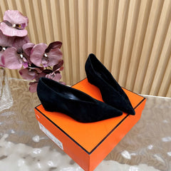HM 25S HIGH-HEEL WEDGE SHOES 50 MM IN BLACK SUEDE