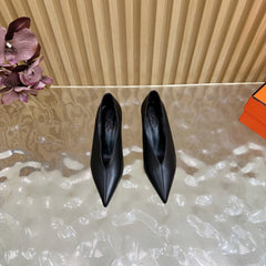 HM 25S HIGH-HEEL WEDGE SHOES 50 MM IN BLACK LAMBSKIN