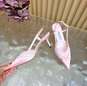 JIMMY CHOO 26S SLINGBACK HEELS 65 MM IN LIGHT PINK MESH AND SATIN