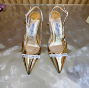 JIMMY CHOO 26S SLINGBACK HEELS 65 MM IN GOLD PATENT CALFSKIN
