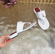 LP 26S THONG SANDALS IN WHITE SUEDE SILVER HARDWARE