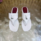 LP 26S THONG SANDALS IN WHITE SUEDE SILVER HARDWARE