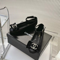 BOW MARY JANE SHOES IN BLACK LAMBSKIN