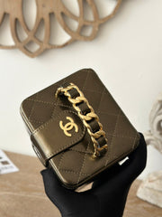 MINI VINTAGE COSMETIC BAG 11 IN MIKADO SHINY CALFSKIN GOLD HARDWARE