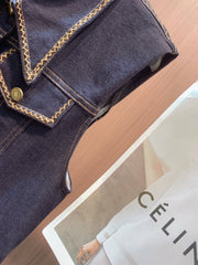 LOEWE SLEEVELESS TOP & DENIM SHORTS SET STYLE 71