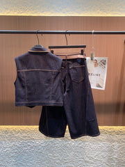 LOEWE SLEEVELESS TOP & DENIM SHORTS SET STYLE 72