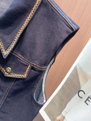 LOEWE SLEEVELESS TOP & DENIM SHORTS SET STYLE 72