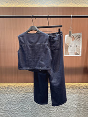 LOEWE SLEEVELESS TOP & STRAIGHT-LEG DENIM PANTS SET STYLE 73
