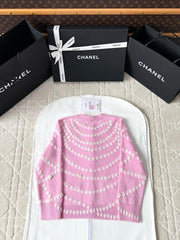 Chanel 25P Cardigan Pink Mix White Cashmere 237302