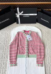 Chanel 25P Cardigan Pink Mix Green Cashmere 237319