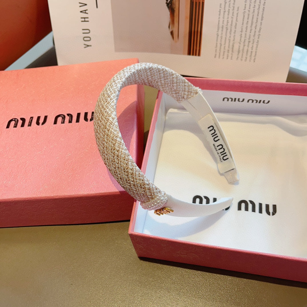 HEADBAND IN WHITE TWEED AND SILK 262050