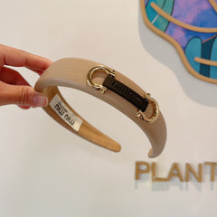 GOLD HORSEBIT HEADBAND IN WOOD BROWN CALFSKIN 329350