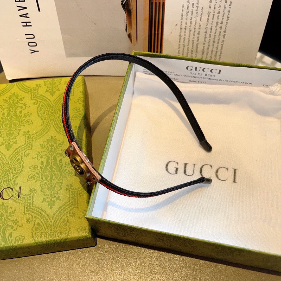 NARROW HAIRBAND IN BLACK MIX RED FABRIC 395356