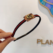 NARROW HAIRBAND IN BLACK MIX RED FABRIC 395356