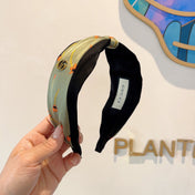 HAIRBAND WITH FLOWER PRINT IN MOSS GREEN SILK 398865