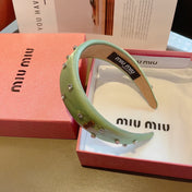 THICK HEADBAND IN JADE GREEN SILK ATTACHED DIAMONDS 406043