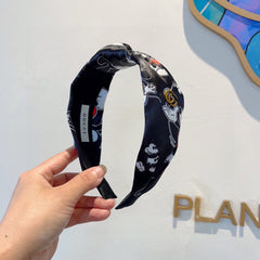 MICKEY PRINT HAIRBAND IN BLACK SILK 409359