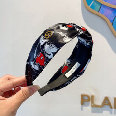 MICKEY PRINT HAIRBAND IN BLACK SILK 409359