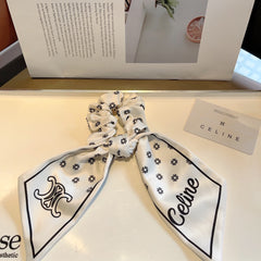 WHITE MIX BLACK SILK SCRUNCHIE 420657
