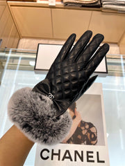 GLOVES IN BLACK LAMBSKIN WITH RABBIT FUR 463833