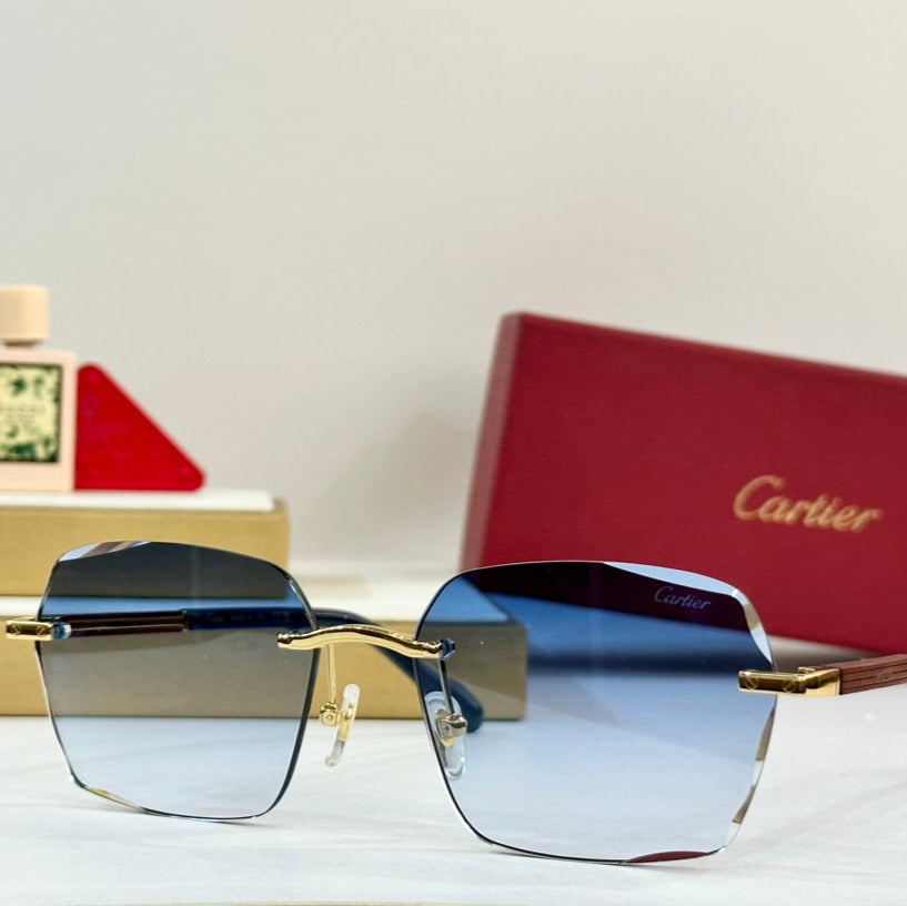 PREMIÈRE GEOMETRIC FRAME SUNGLASSES 530303 IN METAL AND WOODEN