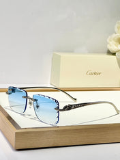 PANTHÈRE RIMLESS SQUARE FRAME SUNGLASSES 580908 IN METAL
