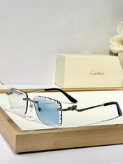 PANTHÈRE PHOTOCHROMIC LENSES RIMLESS SQUARE FRAME SUNGLASSES 580910 IN METAL