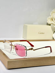 PANTHÈRE PHOTOCHROMIC LENSES RIMLESS SQUARE FRAME SUNGLASSES 580910 IN METAL