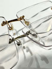 PANTHÈRE PHOTOCHROMIC LENSES RIMLESS SQUARE FRAME SUNGLASSES 580911 IN METAL