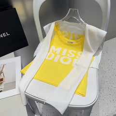 TANK TOP 615186 IN WHITE AND YELLOW COTTON RIBBED KNIT