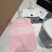 TANK TOP 612065 IN WHITE COTTON RIBBED EMBOSSED LOGO