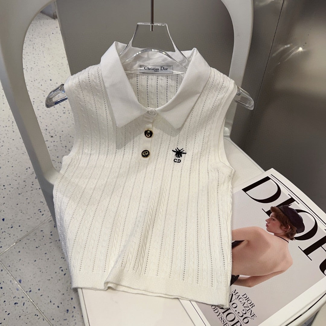 POLO TANK TOP 610337 IN WHITE COTTON RIBBED