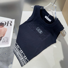 TANK TOP 612061 IN NAVY BLUE COTTON RIBBED